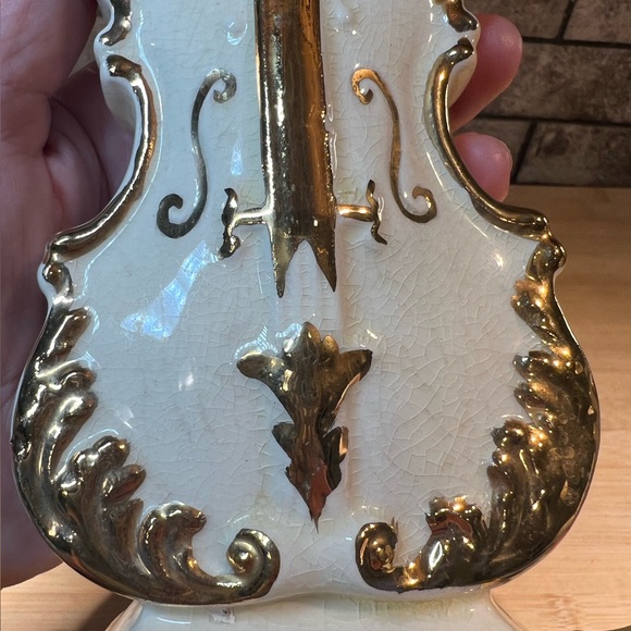 Pair of Vintage Goldra E. Palestine Mid-century Violin 9” Vases / Wall Pockets - Picture 4 of 13